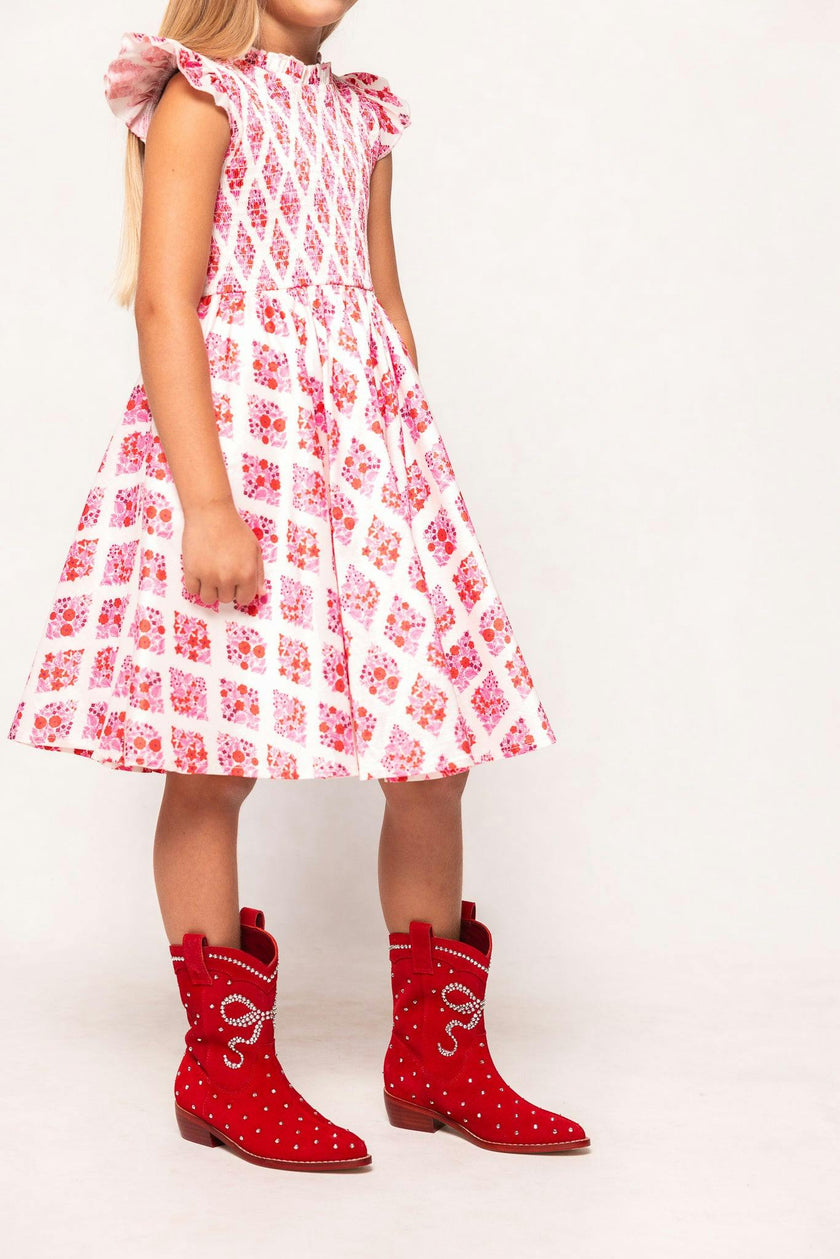 Mini Kylie Dress in Rouge Lattice Floral