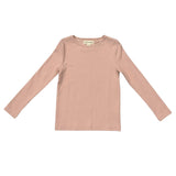 Girls Ribbed Long Sleeve Shirt in Peach Whip
