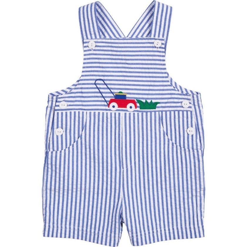 Stripe Seersucker Shortall With Lawn Mower