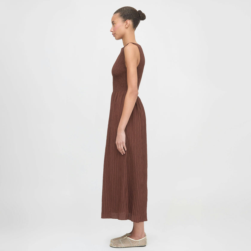 The Cosima Nap Dress - Chocolate Tonal Seersucker