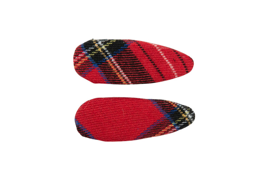 Winter Check Small Covered Snap Clip Set