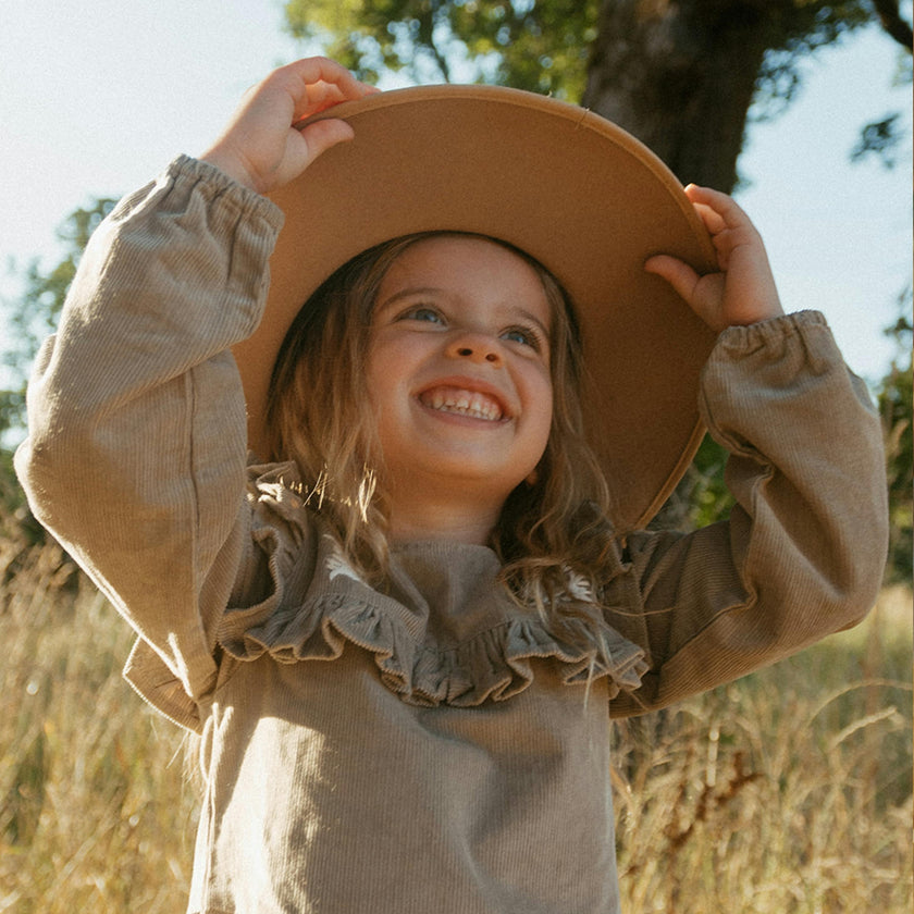 Organic Embroidered Corduroy Dress