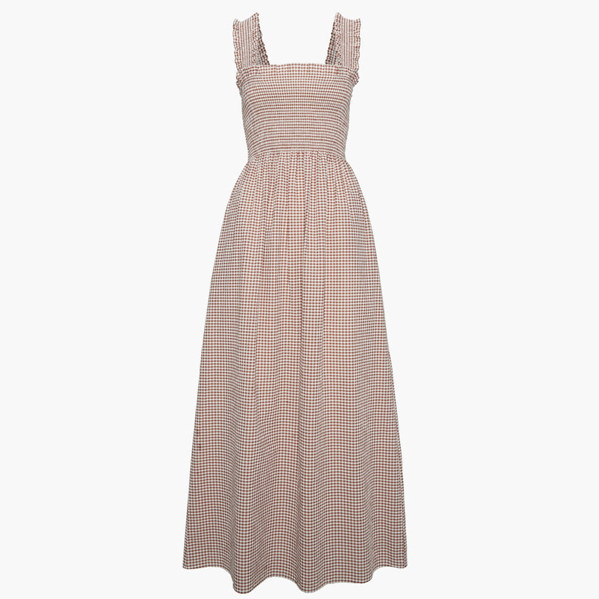 The Ashlyn Nap Dress - Cognac Gingham
