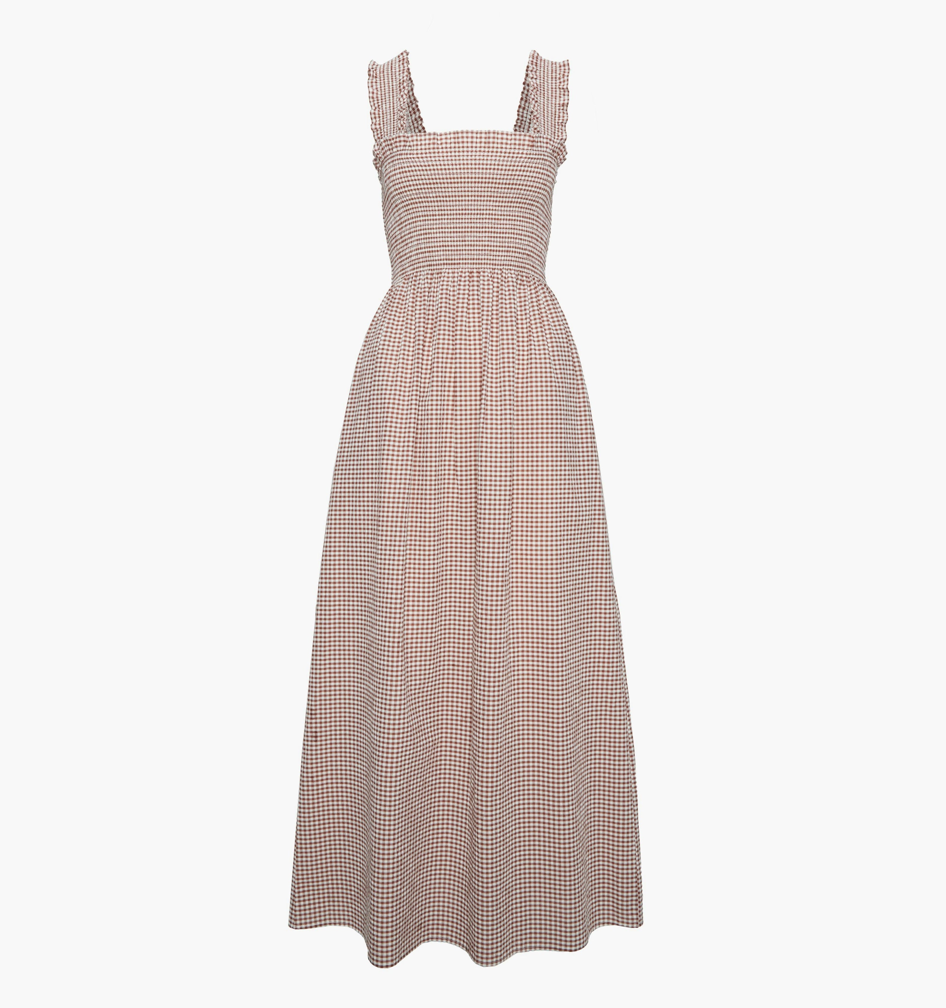 The Ashlyn Nap Dress - Cognac Gingham