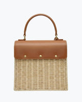 Medium Insulated Hand-Woven Wicker Lunchbox, Natural & Brown