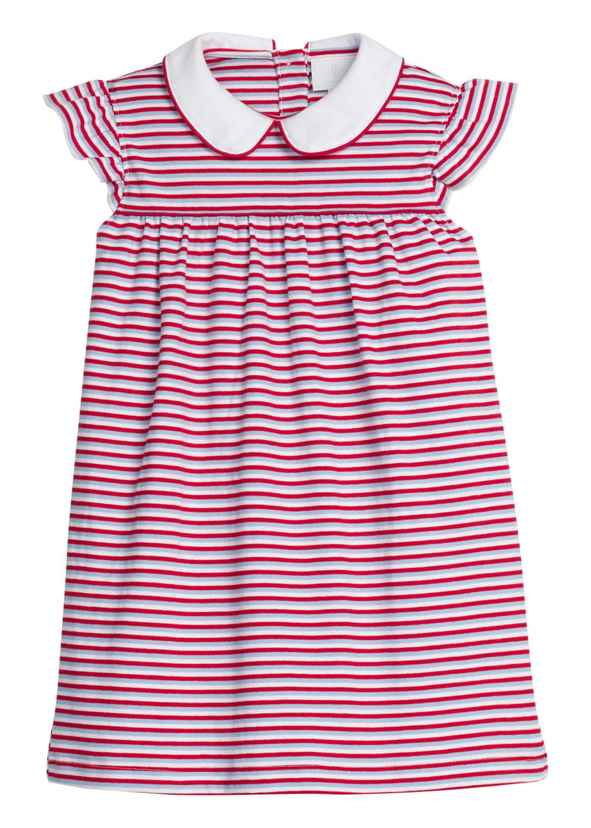 Angel Sleeve Peter Pan Dress - Americana Stripe