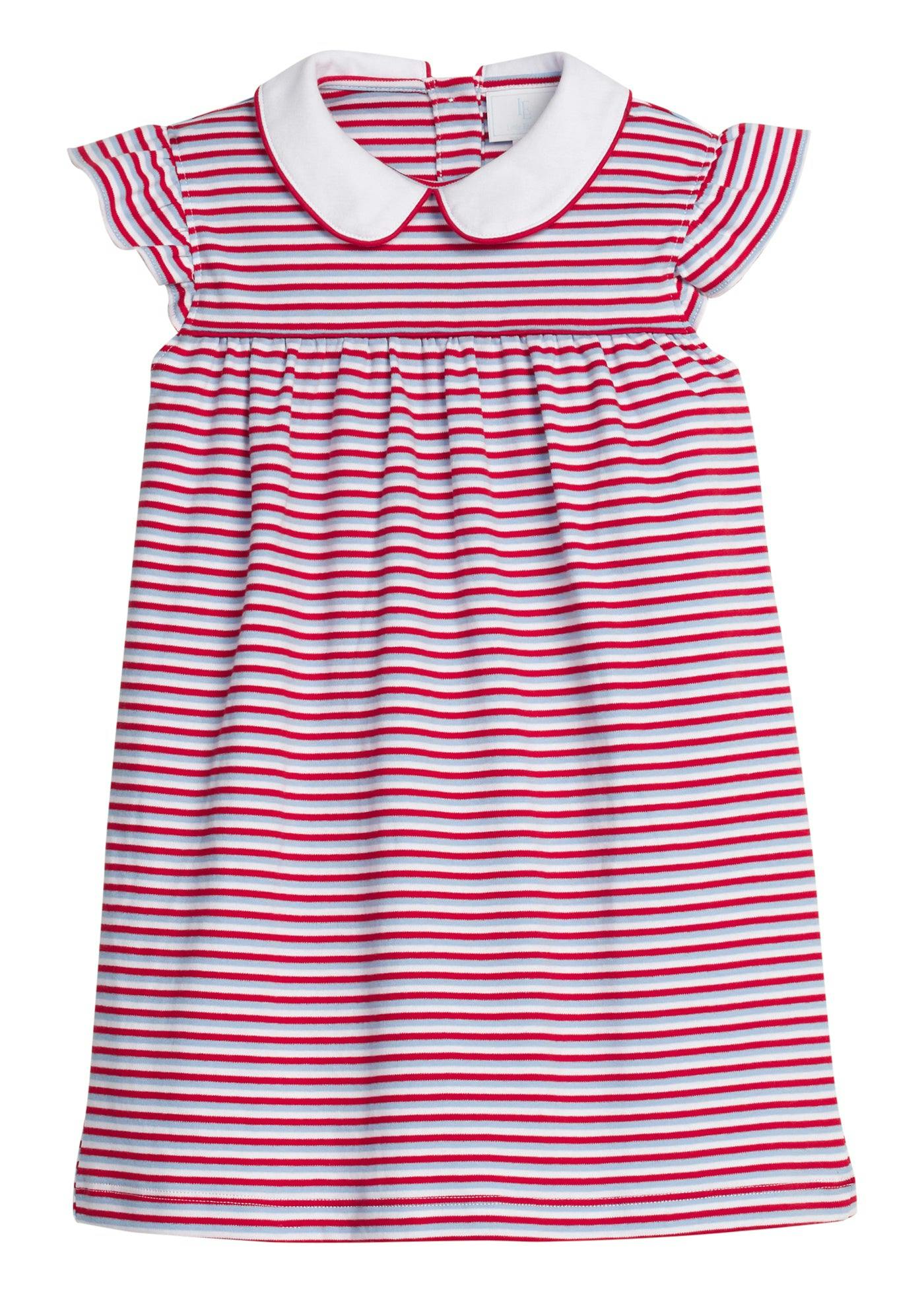 Angel Sleeve Peter Pan Dress - Americana Stripe