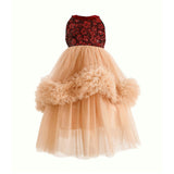 Peach Tulle Pom-Pom Dress