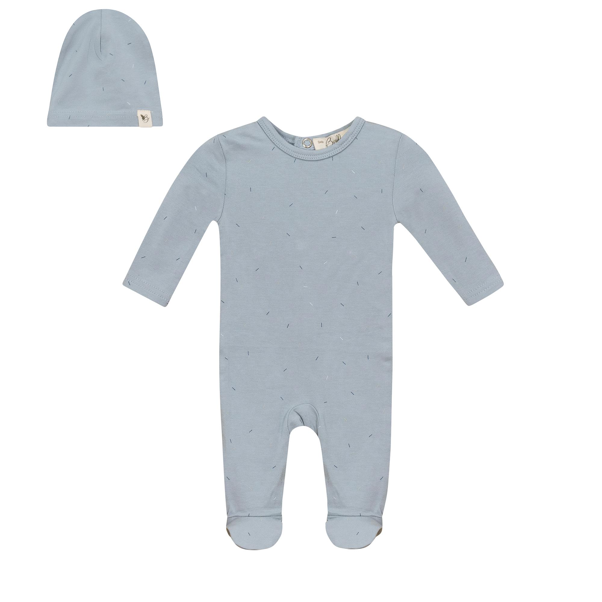 Sprinkle Print Snap Front Romper and Hat Two Piece Set