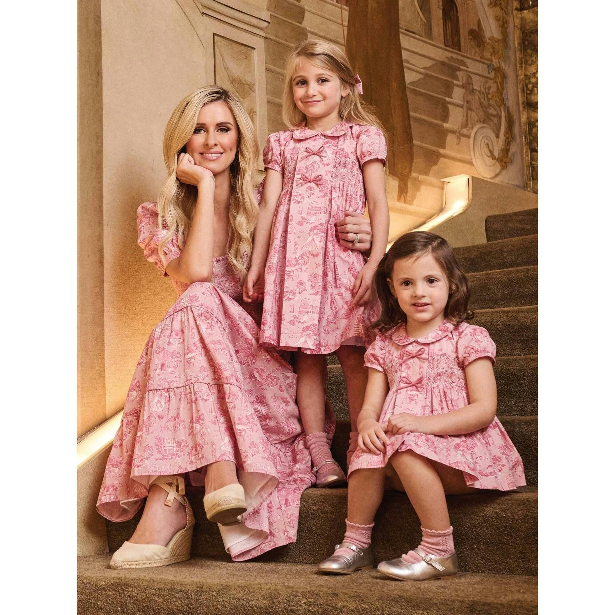 Nicky Hilton x La Coqueta Pink Toile de Jouy London Women Long Dress