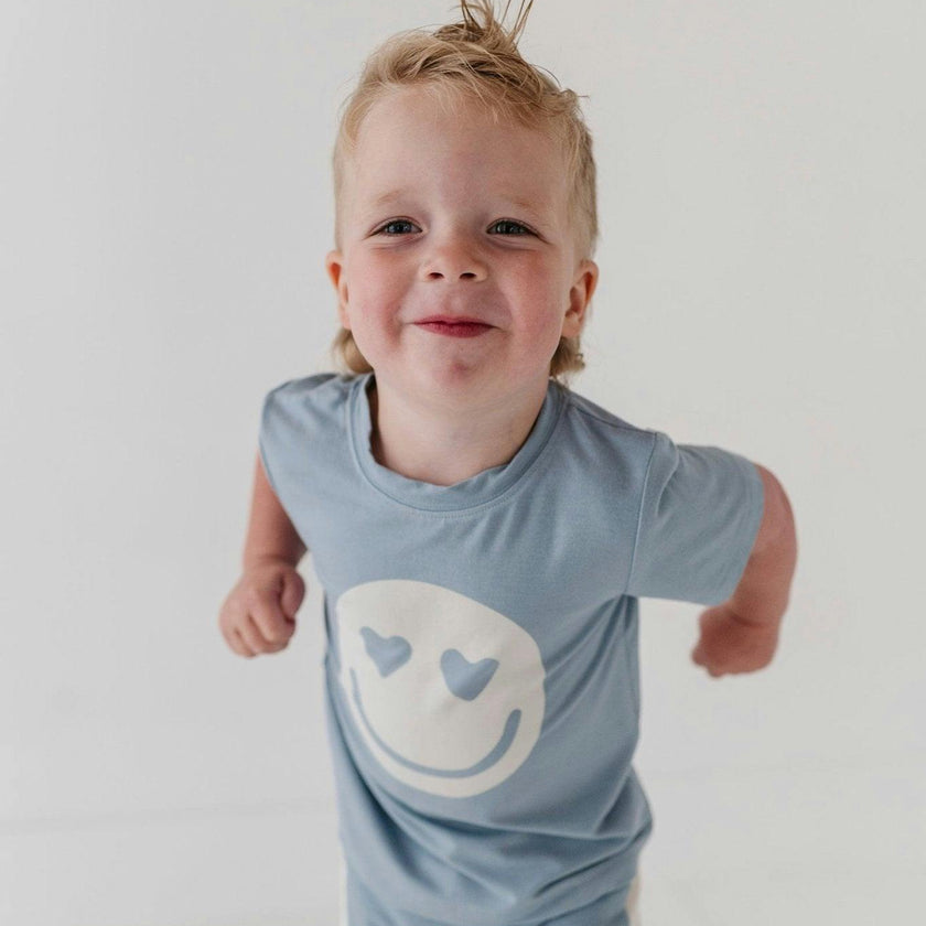 Boy's Short Sleeve Tee Heart Eyes Smile Face