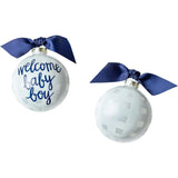 Welcome Baby Boy Gingham Glass Ornament