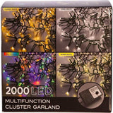 2000-Light 65-Foot Cluster Garland with Warm White LED Lights