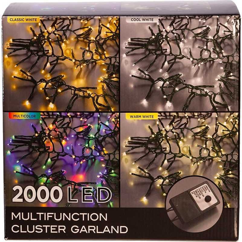 2000-Light 65-Foot Cluster Garland with Warm White LED Lights