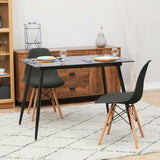 Allan Plastic Side Dining Chair with Wooden Legs Set of 2