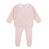 Girls Peter Pan Cable Knit Set Pink