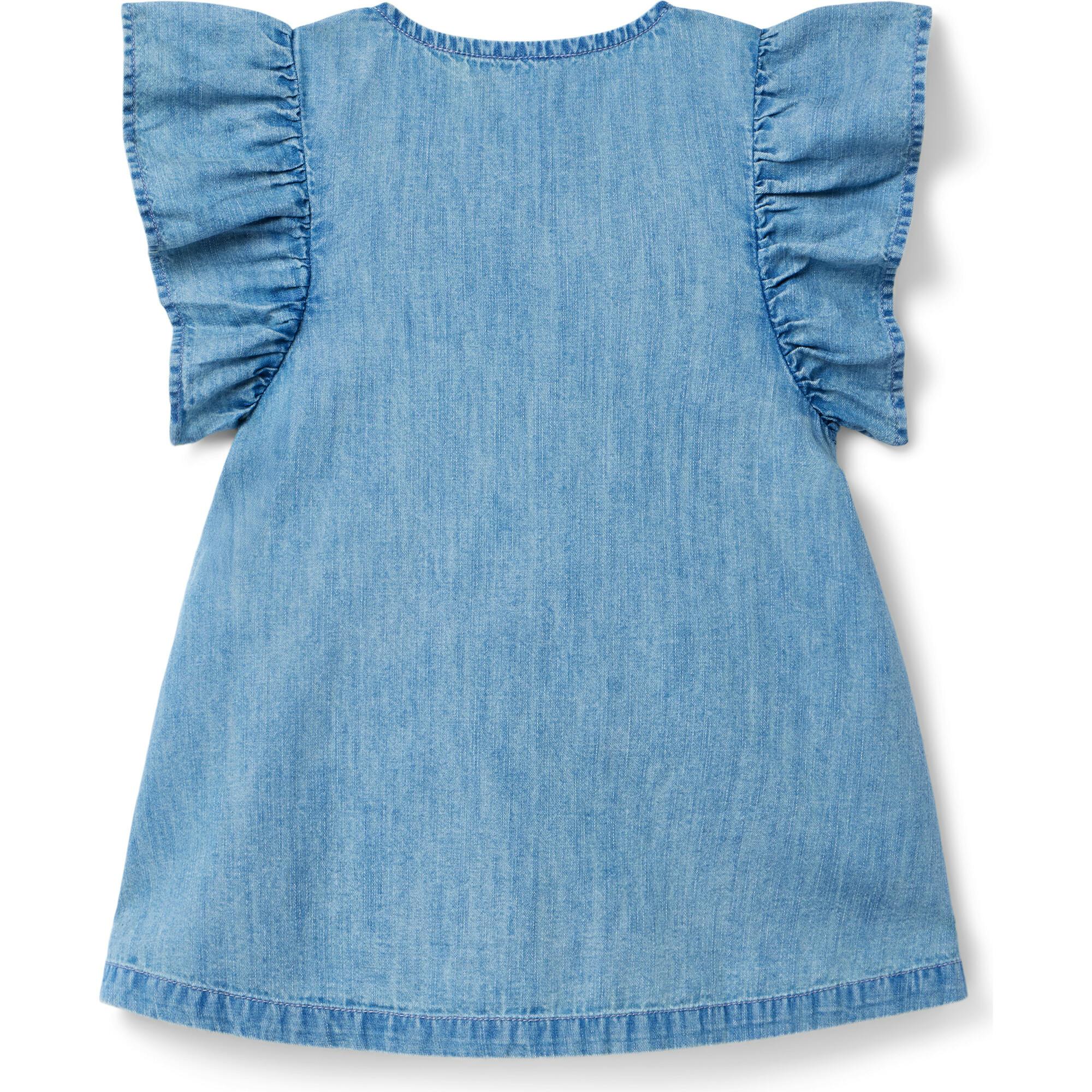 Chambray Ruffle Sleeve Dress