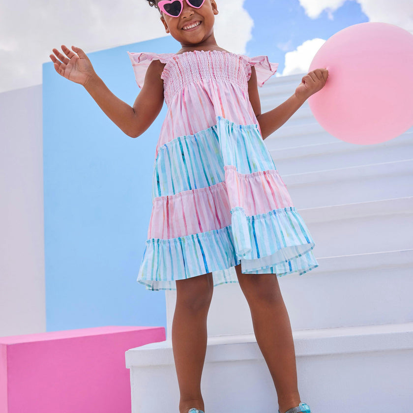 Twirl Dress - Watercolor Multi Stripe