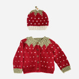 Strawberry Cardigan and Hat Set - Red