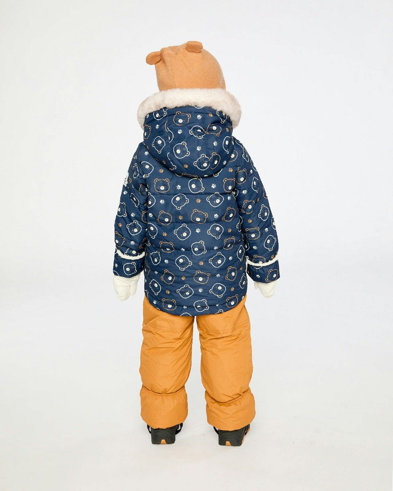 Baby Two Piece Snowsuit Blue Printed Teddy Bears