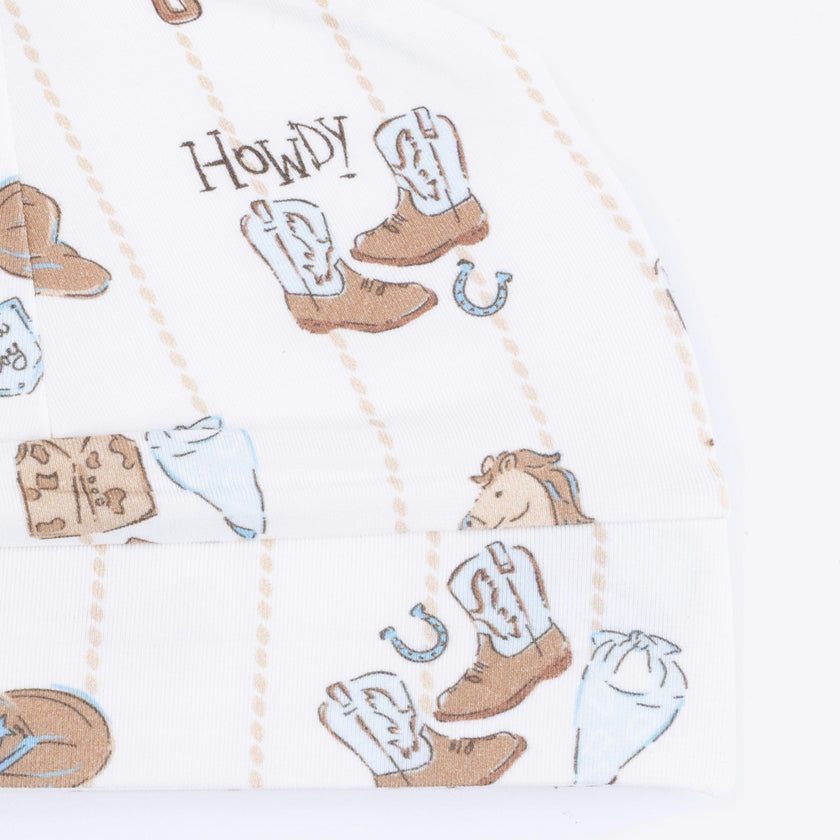 Cowboy Nursery - Lap Shoulder Gown & Beanie Hat