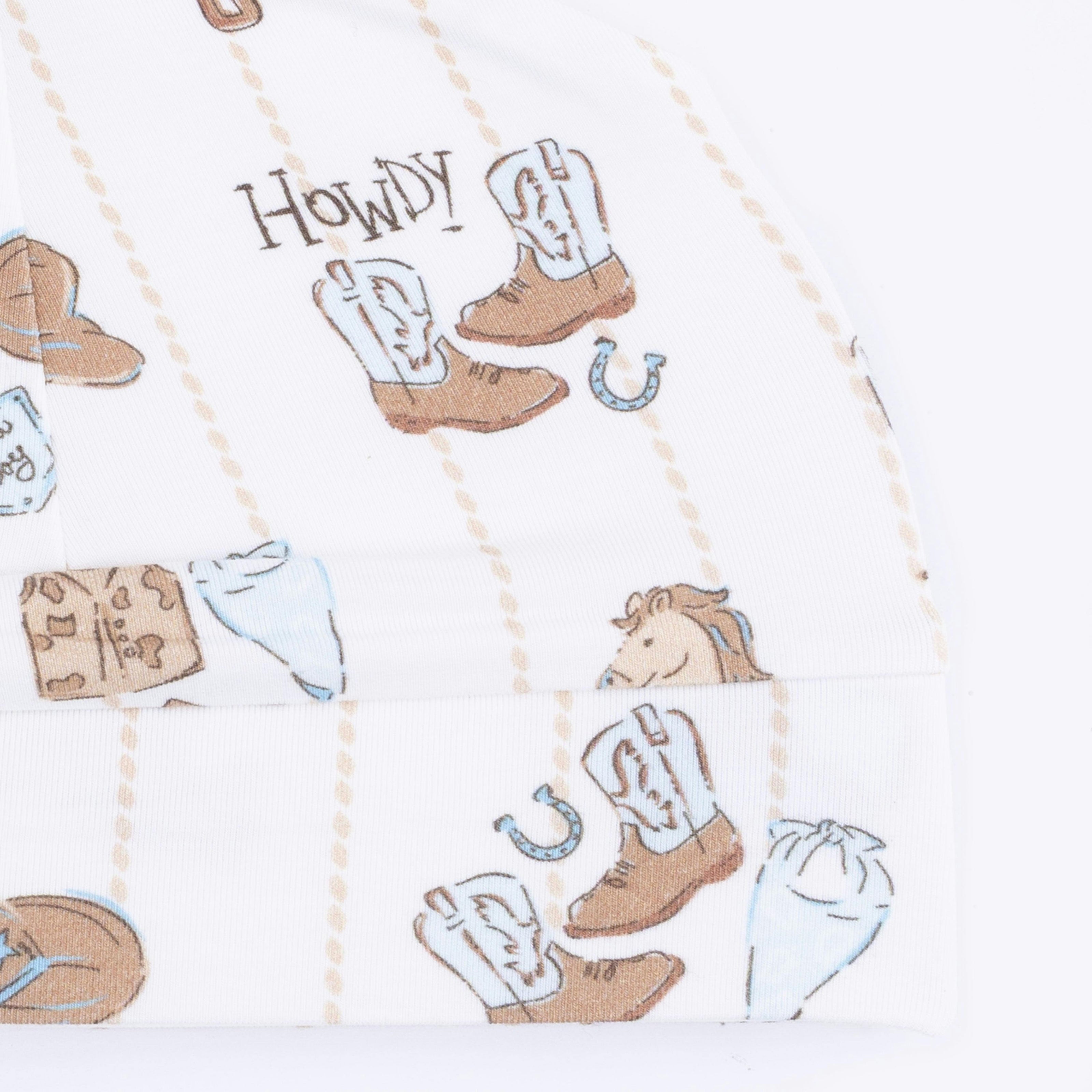 Cowboy Nursery - Lap Shoulder Gown & Beanie Hat