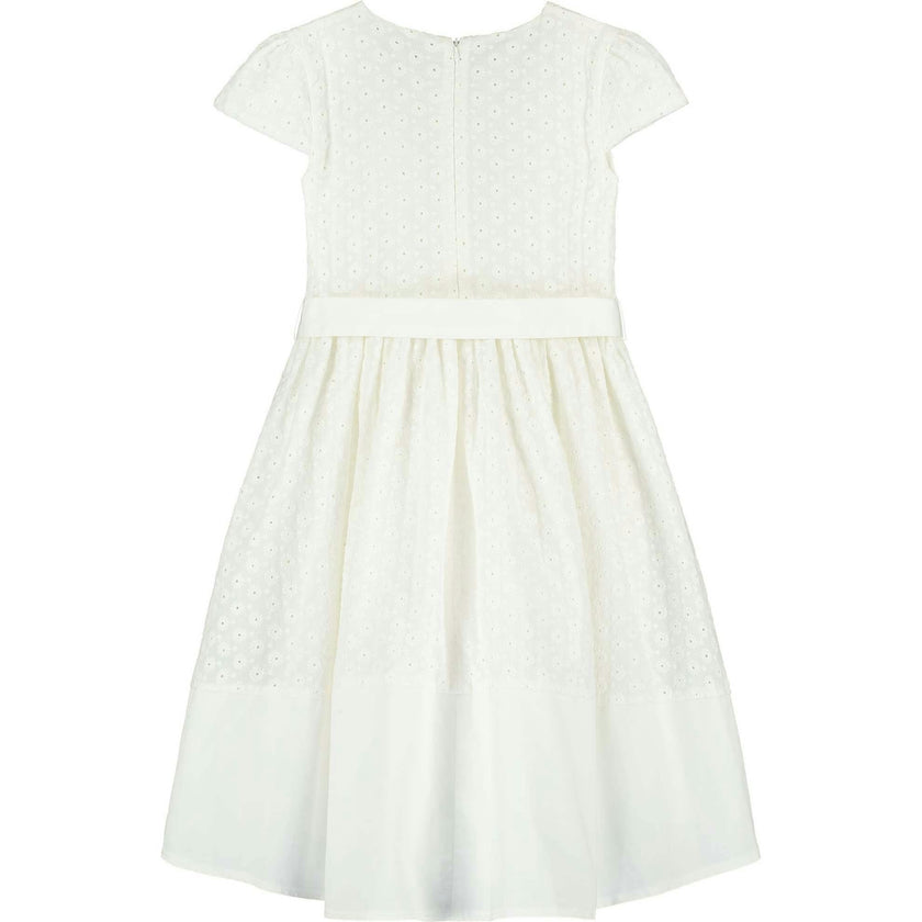 Florence Embroidered Cotton Bow Girls Occasion Dress
