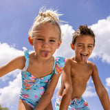 UPF50+ Sustainable Frill Shoulder Front Knot Swimsuit