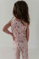 Girls Tank Jumper in Aqua Grey Floral