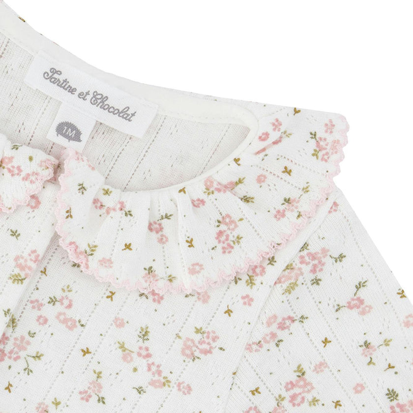 TARTINE ET CHOCOLAT Floral Pointelle Pajamas - Nacre