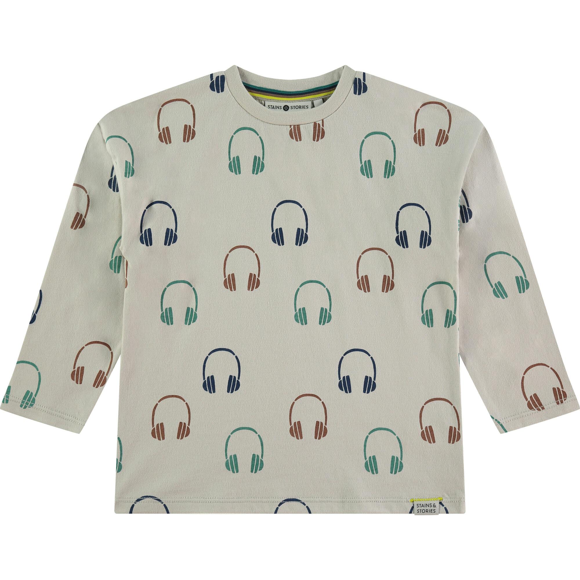 All-Over Headphone Print Long Sleeve T-Shirt