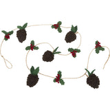 Handmade Christmas Garland and Bunting - Pinecones and Holly Berries Felt and Jute - 6'