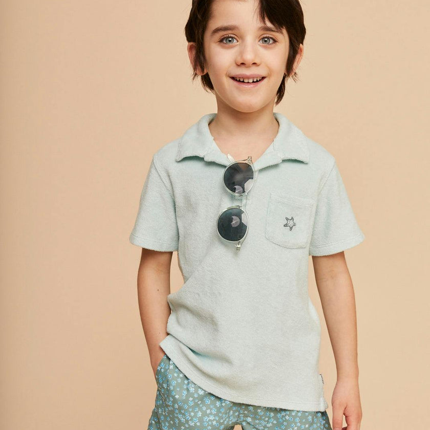 Khaki Flowers Boys' Swim Shorts