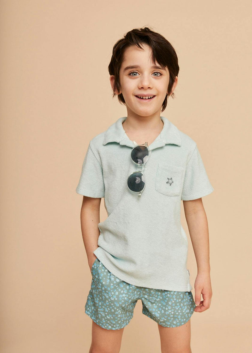 Khaki Flowers Boys' Swim Shorts