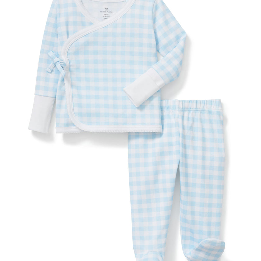 Baby Pima Wrap Set in Light Blue Gingham