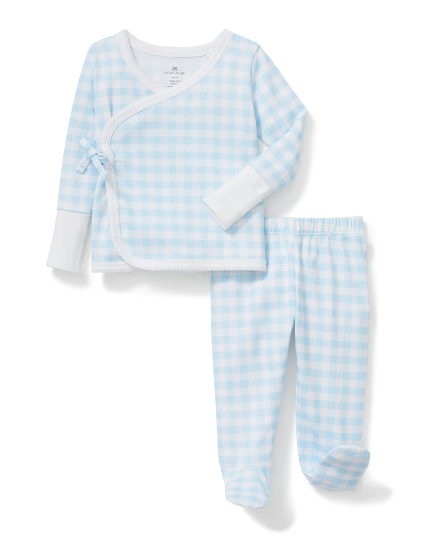 Baby Pima Wrap Set in Light Blue Gingham