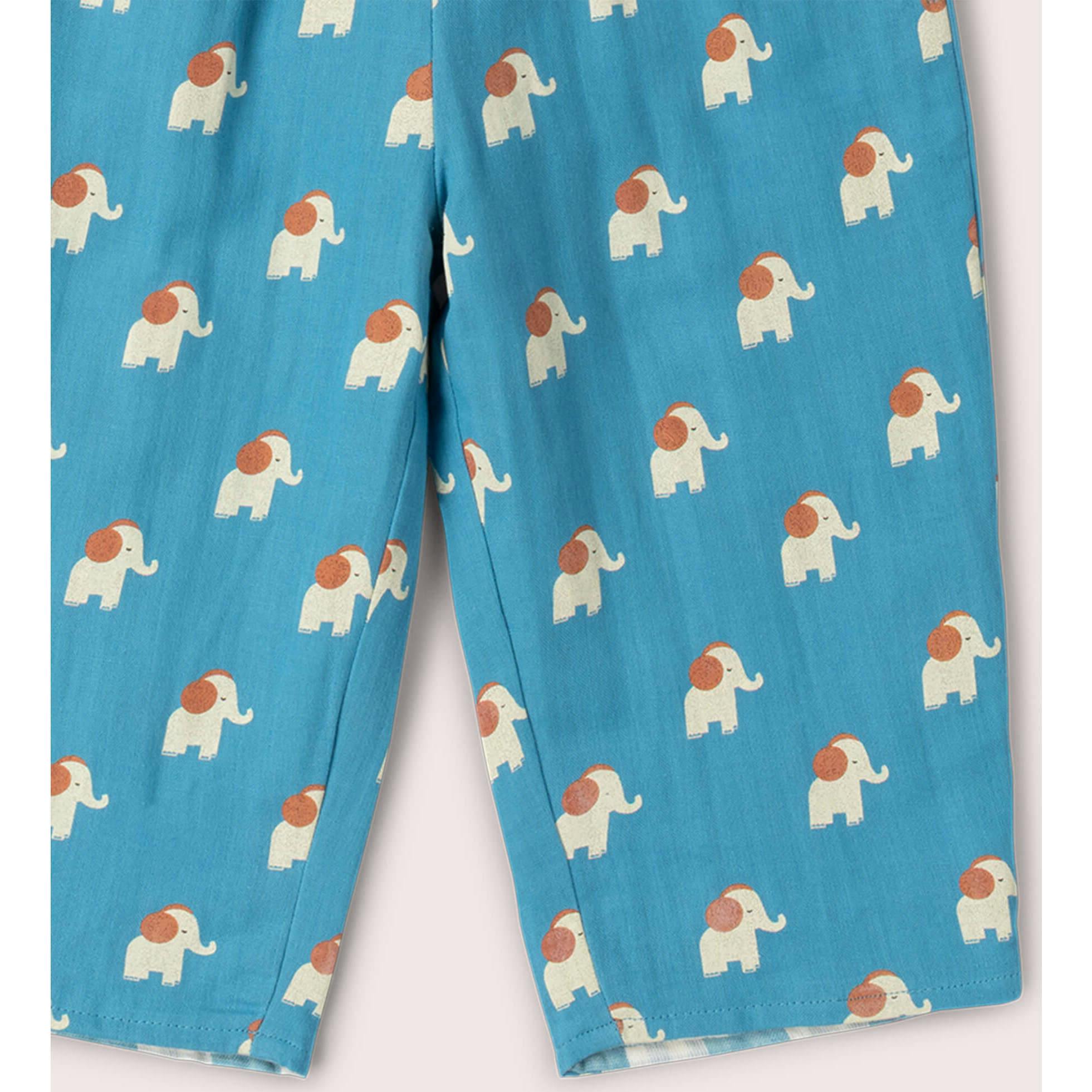 Blue Elephants Reversible Pull On Trousers, Blue