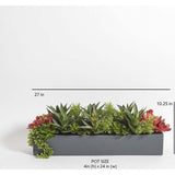 Rectangular Artificial Succulent Arrangement, Natural Planter