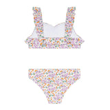 girls orchid floral v-neck ruffle bikini