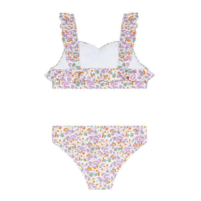 girls orchid floral v-neck ruffle bikini