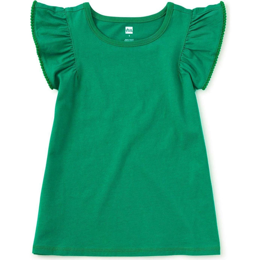 Pom-Pom Flutter Top, Green
