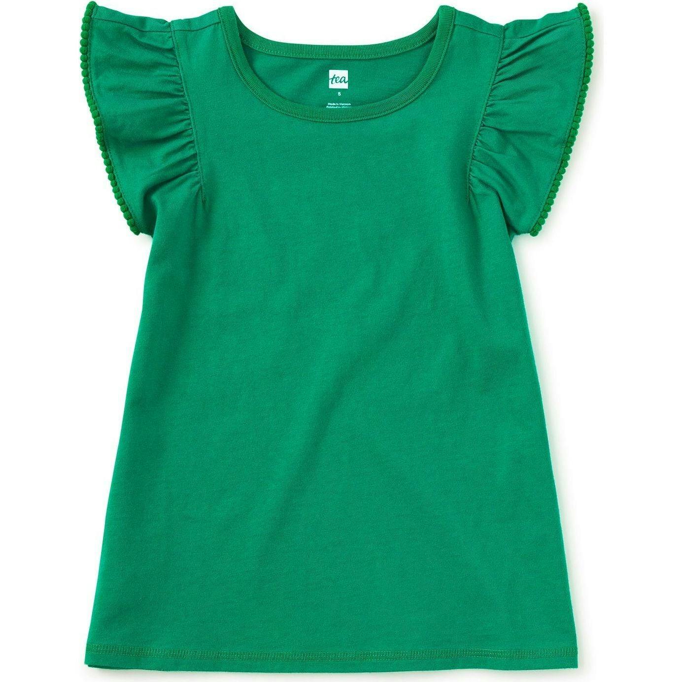 Pom-Pom Flutter Top, Green