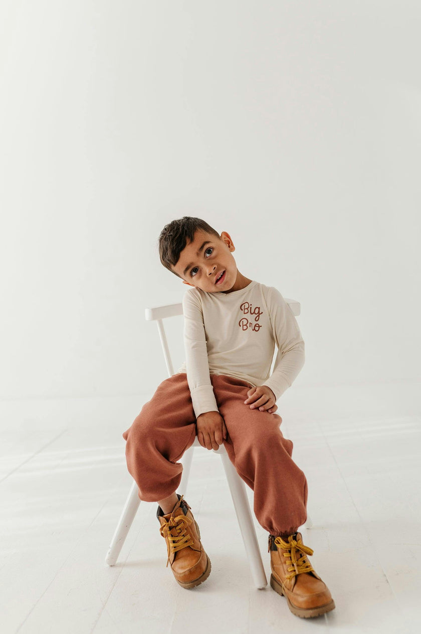 Boys Long Sleeve Tee in Big Bro in Cream
