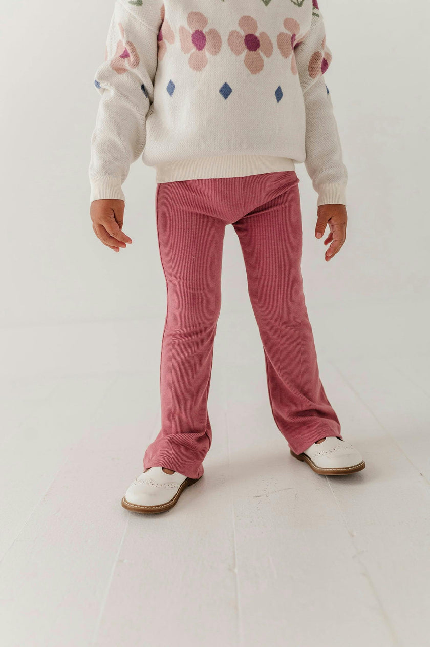 Girls Flare Pants in Mesa Rose