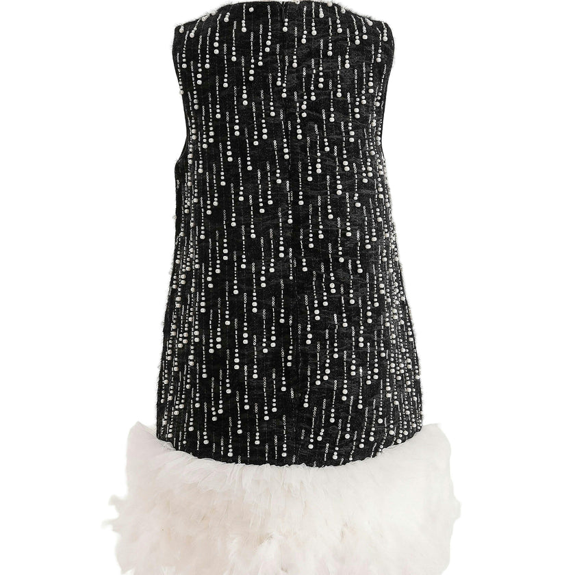 Black & White Feathered Glam Dress