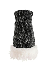 Black & White Feathered Glam Dress