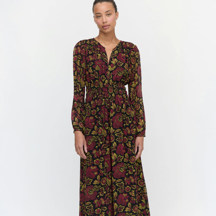 The Rosely Dress - Black Palampore Floral