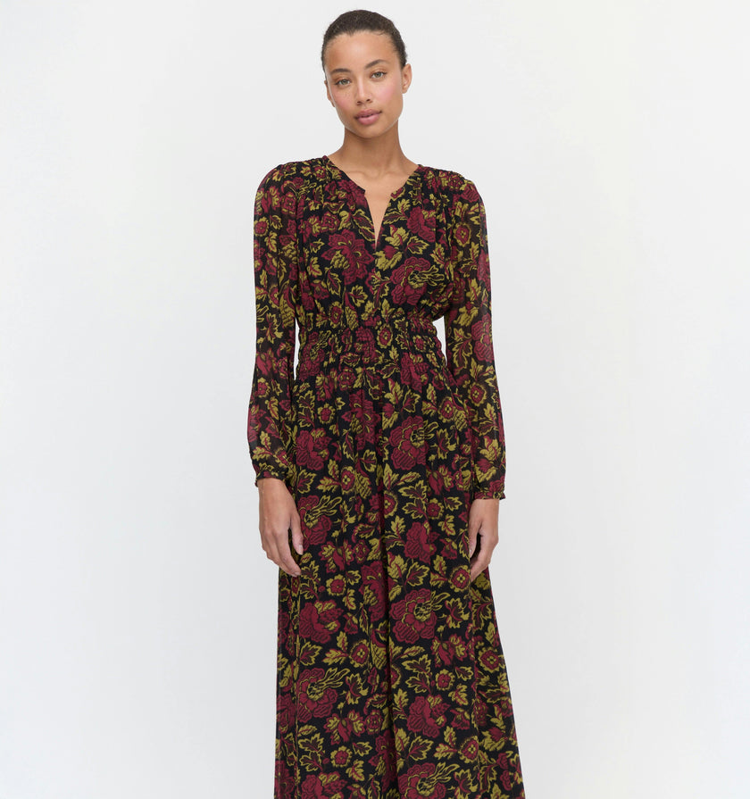 The Rosely Dress - Black Palampore Floral