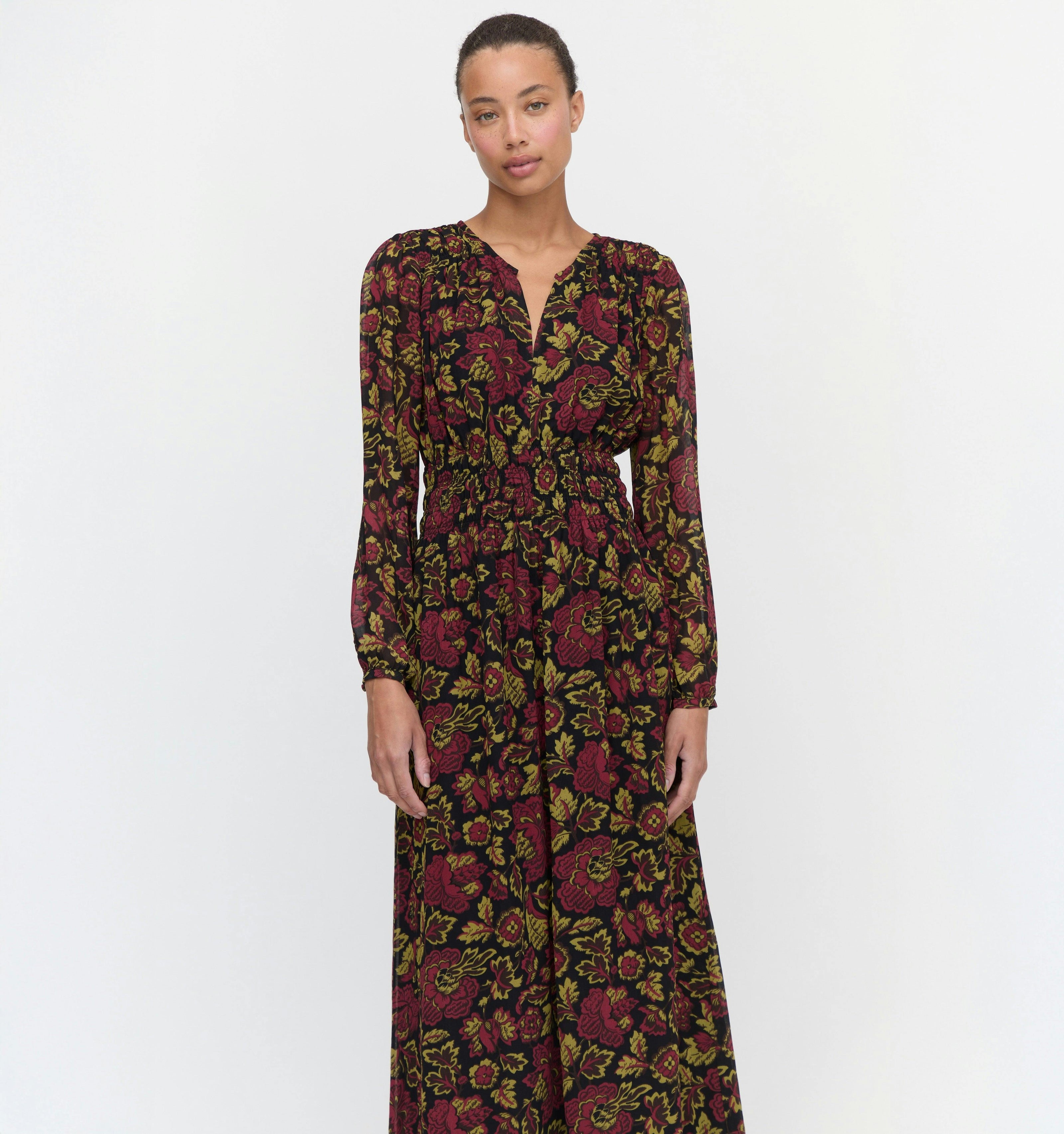 The Rosely Dress - Black Palampore Floral