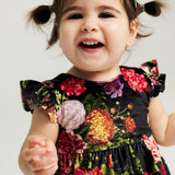 Posh Botanica Velour Bow Back Ruffled Dress Bummie Set